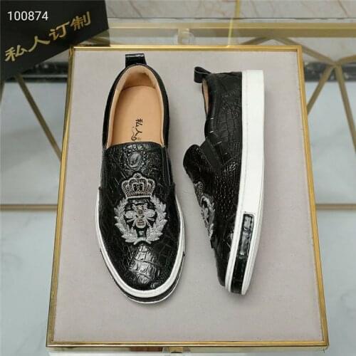 Stylish Pattern Genuine Crocodile Leather Mens Casual Loafers Authentic Real Alligator Skin Male Slip-on Walking Flats Shoes