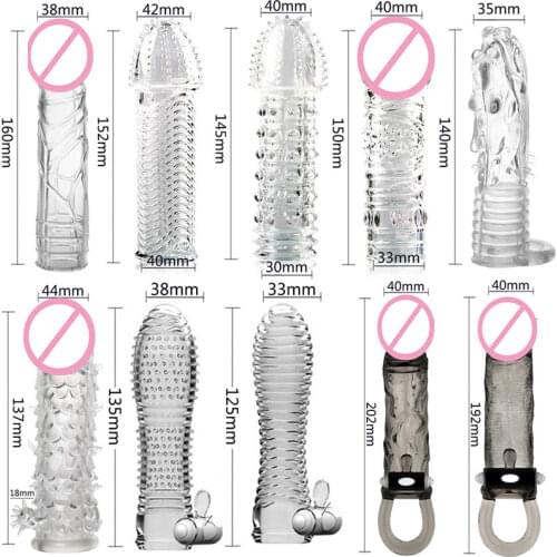 Soft Silicone Penis Extender crystal Sleeve Elastic Reusable Condoms Erotic Sex Products For Men Delay Ejaculation Adult Toy