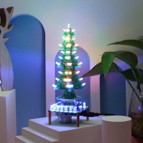 DIY Kit RGB Auto-Rotate Flash LED Circuit Music Christmas Trees LED Kit Led Module Flashing Breathing Light Soldering Training