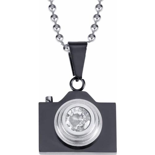 New Fashion Jewelry Camera Necklaces Pendants Black / Steel Colors Lovely Stainless Steel