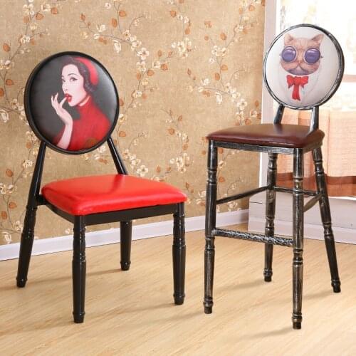 Retro dining chair creative nail stool simple household iron net red casual makeup chair
