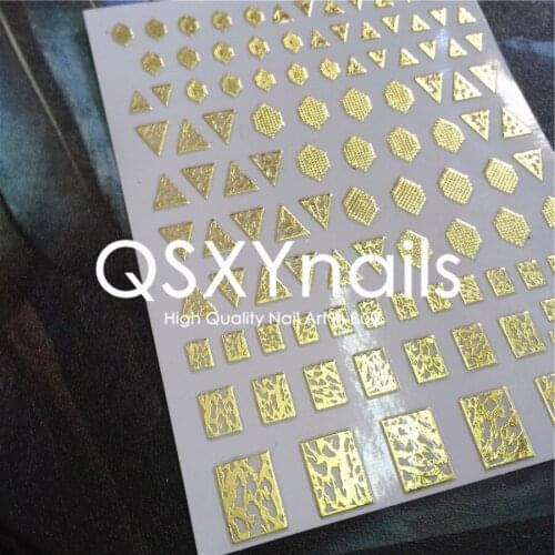 WHOLESALE 100pcs 3D Nail Art Sticker Adhesive Sticker Metal Hollow Triangle Pattern Decals for Nail Art Decoration Manicure