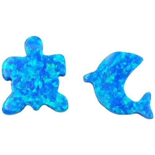 Wholesales Lab Opal turtle shark pendant created opal beads for necklace making 1 mm hole blue fire opal for jewelry making
