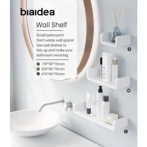 Bathroom Shelf Storage Organizer Waterproof Wall Shelves White Plastic Shower Spice Rack Accessories Decor for Kichen Suction