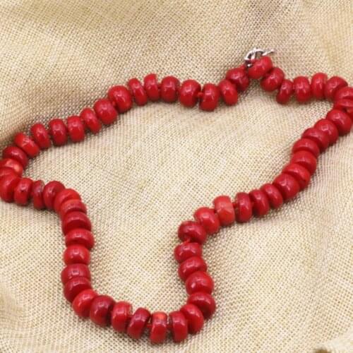 Bohemia choker natural coral stone gem 8*12mm abacus beads necklaces for statement women chamrm chain jewelry 18inch B3206