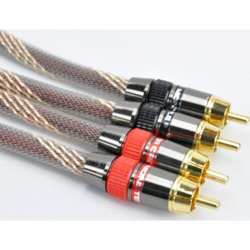 Pair Hifi RCA Cable 4N OFC RCA Cable Male To Male RCA Cable Interconnect HiFi Audio Cable