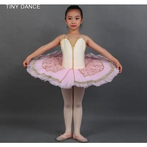 Pink Ballet Dance Tutu Dress Spandex Bodice with 7 Layers Pleated Tulle Pancake Tutu for Girls Professional Ballet Tutus BLL231