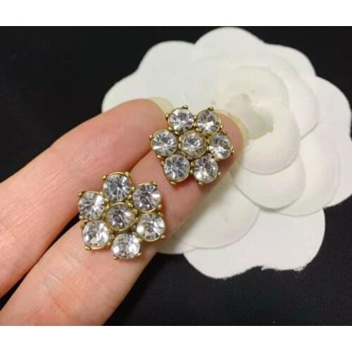 New Copper Jewelry Gold Color Louts Earrings Flower Earrings Luck Clover Design Wedding Party Silver Earrings