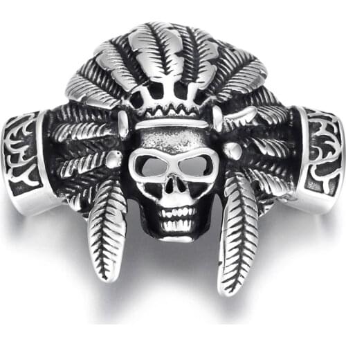 Stainless Steel Chief Skull Connector Charms Polished 12x6mm Hole Link Bracelet Component DIY Accessories Jewelry Making