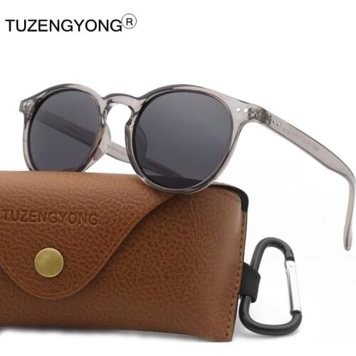 TUZENGYONG New Unisex Ultralight TR90 Polarized Sunglasses Men Women Driving Round Pink Shades Vintage Sun Glasses Gafas De Sol