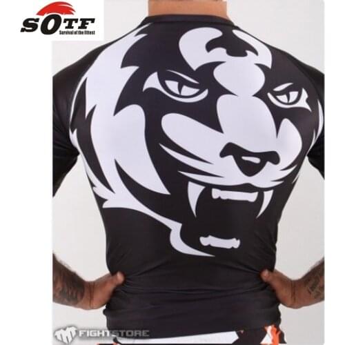 SOTF 2015 new Title Tiger Muay Thai MMA wearing tight fitting short-sleeved suit sweatshirt Shuzhan Tai boxing boxing