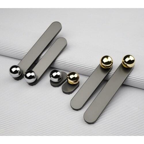 HXS Modern Spherical Grey Gold Black Wardrob Dresser Pulls Wine Cabinet Knobs and Handles for Furniture Handle 96mm/128mm