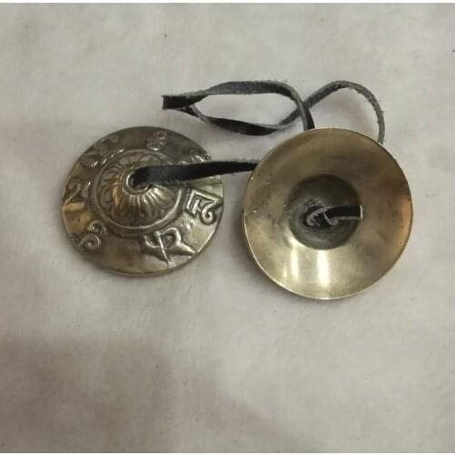 TBC847 Tibetan bell Buddhist Thing Golden Brass Alloy small mantras Bell,Tibet Eight auspicious / OM MANI PADME HUM Cymbals