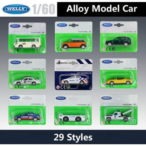 WELLY Diecast 1:60 Vehicle Mini Model Car Toyota Corolla/Airport Baggage Car Bus Tractor Trailer Alloy Metal Toy Car Kid Gifts