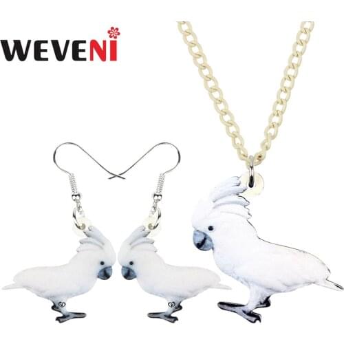 WEVENI Acrylic Jewelry Sets Anime Umbrella Cockatoo Parrot Bird Necklace Earrings Fashion Girl Kids Charms Party Gift Decoration