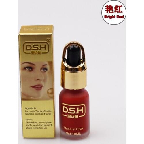 Bright red color DSH import permanent makeup micro pigment manual tattoo ink cosmetic for eyebrow eyeliner lips 10ml