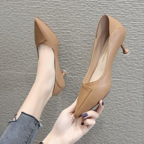 2021 spring and summer new ladies all-match stiletto high heels fashion pointed temperament single shoes