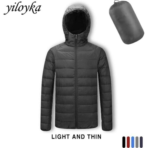 Winter Ultra-light Down Jacket For Men 2019 For Fashion Thin Warm Parkas Men Hooded Snow Coats Plus Size Lightweight Short Coat