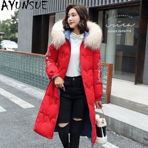AYUNSUE Winter Jacket Women Hooded Thicken Parkas Jackets for Woman 2021 Female Midi Long Slim Clothes Manteau Femme Hiver HLY93