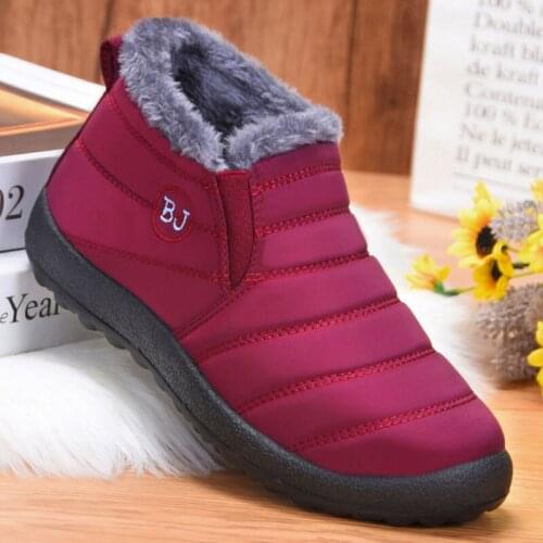 Winter Womens Shoes Waterproof Red Black Plush Fur Ankle Boots For Women Booties Woman Ladies Short Boots Female Footwear