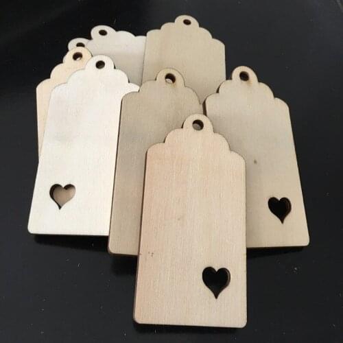 100pcs wood Kraft Paper Gift Tags with String Vintage Tags with Hollow Heart Wedding Favor Tags Party Gift Tag Name Price Labels