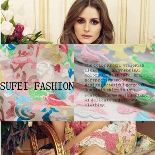 120cm wide colorful organza embroidery lace fabric material for dress clothes