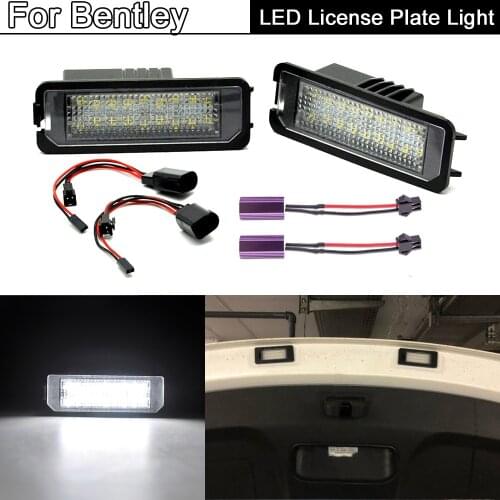 2Pcs White LED Number License Plate Light For Bentley Continental GT/GTC For Continental Flying Mulsanne Azure Brooklands
