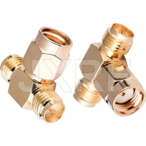 5pcs RP-SMA 3 way adapter RP-SMA male to two RP-SMA female Reverse "T" Type connector adapter fast ship