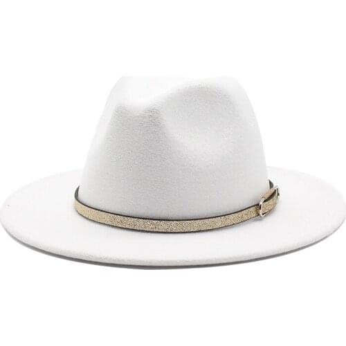 56-60cm Hot Sell Men Women Wide Brim Warm Wool Felt Jazz Fedora Hats Retro Style Solid Color Panama Hat Trilby Party Formal Hat