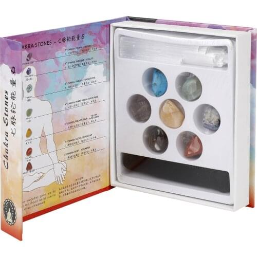 7PCS/Set Natural Chakra Natural Stones Energy Polished Divination Healing Reiki Crystal Witchcraft Pendule Divination