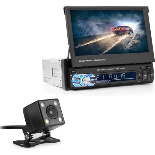 7" Retractable Autoradio GPS Bluetooth Navigation Black Stereo MP5 Player Touch Screen Support Hands-Free Call Rear Camera