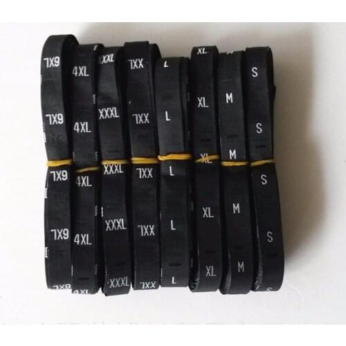 8Rolls/Lot(3600PCS) Garment Size Labels Clothing Woven Tags XS-6XL White Or Black Color
