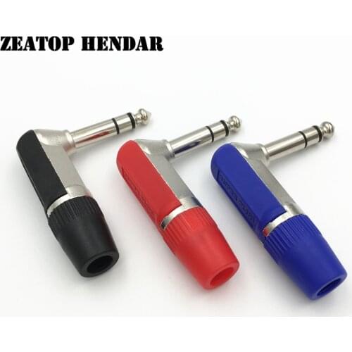 8Pcs Right Angle 6.35 mm 3 Pole Stereo Male Audio Plug 6.35mm Adapter 90 Degree Microphone Speaker Plug Cable Connector