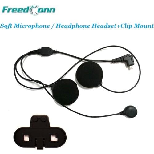 Free Shipping! Freedconn T-COMFM T-COMSC Motorcycle Bluetooth Helmet Interphone Soft Microphone/Headphone Headset + Clip Mount