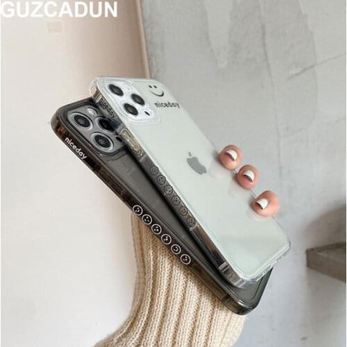 Fashion Side Smile Face Couple Case for Iphone 11 Pro XS MAX XR X 7 12 Pro Mini 8 Plus Clear TPU Silicone Phone Cover Soft Bag