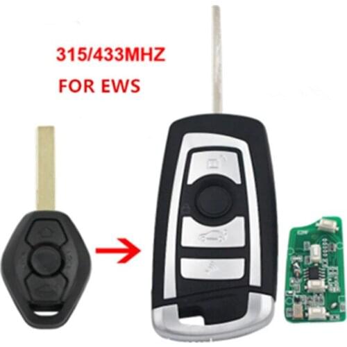 3 Button Flip Remote Key 315MHZ / 433MHZ for BMW EWS 325 330 318 525 530 540 E38 E39 E46 M5 X3 X5 HU92 Uncut Blade