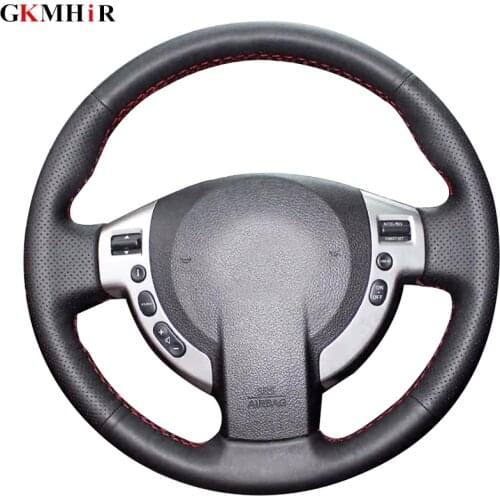 DIY Hand sewing Black Artificial leather Car steering wheel covers for Nissan Qashqai 2007-2013 Rogue 2008-2013 X-Trail