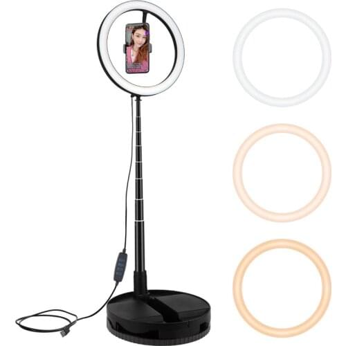 Photography Studio 26cm/10" Ring Light Stand Foldable Stretchable up to 168cm/66” Kits for Photo Video Selfie Makeup Fill Light