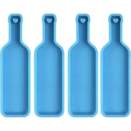 LXAD 4 Pcs DIY Wine Bottle Keychain Epoxy Resin Mold Jewelry Pendants Silicone Mould