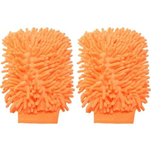Mayitr 2pcs Microfiber Car Wash Glove Mitt Soft Window Washing Long-Stay Chenille Coral Gloves Auto Cleaning Tool