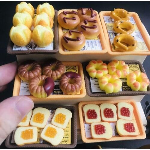 1:12 Dollhouse Miniature Bread Mini Simulation Doughnut Toast for Blyth Barbies BJD Doll House Play Kitchen Toys Accessories