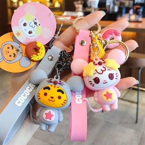 2020 New Cute Cartoon Cococat Doll Keychain for Women Bag Charms Jewelry Car Key Pendant Keyrings