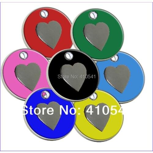 New Arrival Free Shipping Mix Colors 30MM*30MM 600pcs/lot Zinc Alloy Heart Shaped Pet tags Fashion Pet ID Tags Dog Tags
