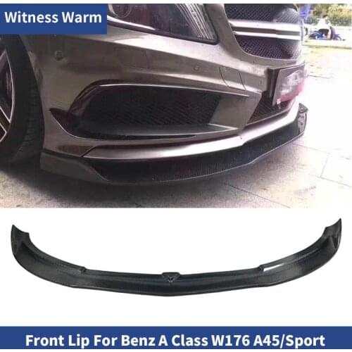 For W176 Carbon Fiber Front Lip Spoiler for Mercedes Benz A Class A180 A200 A260 A45 2013-2015 car body kit