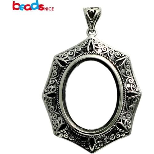 Beadsnice 925 silver pendant charm wholesale DIY oval fit 22x17mm pendant settings women necklaces for jewelry making ID 32301
