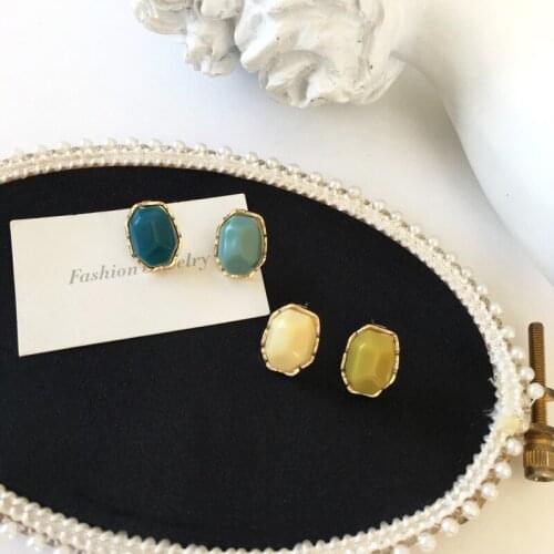 Resin Multi Geometric Studs Earrings Irregular Vogue Vintage Assymetrical Earrings