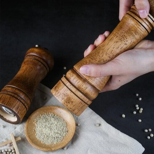 Retro Wooden Seasoning Grinder Manual Pepper Grinder Kitchen Supplies Pepper Grinder Multi-Purpose Seasoning Bottle Spice Grinde