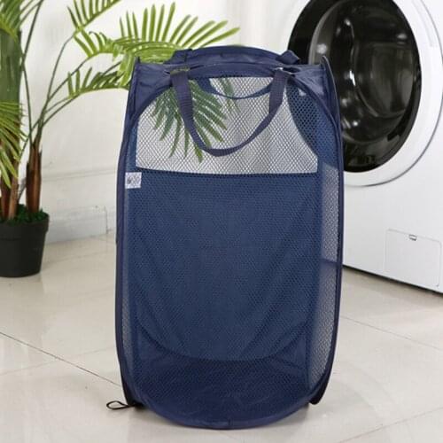 3 colors Empty Mesh Laundry Hamper with Handles Collapsible for Storage bag Folding Pop-Up Clothes Hampers