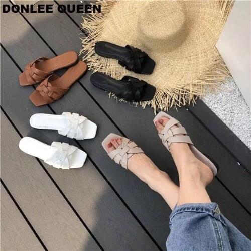 Big Size 41 Women Slippers Casual Open Toe Metal Decoration Flat Slippers Summer Slides Platform Beach Flip Flops sandalias muje