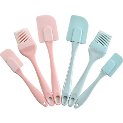 3PCS/ Set Silicone Spatula Barbeque Brush Cooking Utensil Tool Kit Heat Resistant BBQ Oil Condiment Brushes Cake Cream Scraper